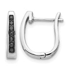14k White Gold 1/6 carat Black Diamond Channel-set 3mm Hinged Hoop Earrings