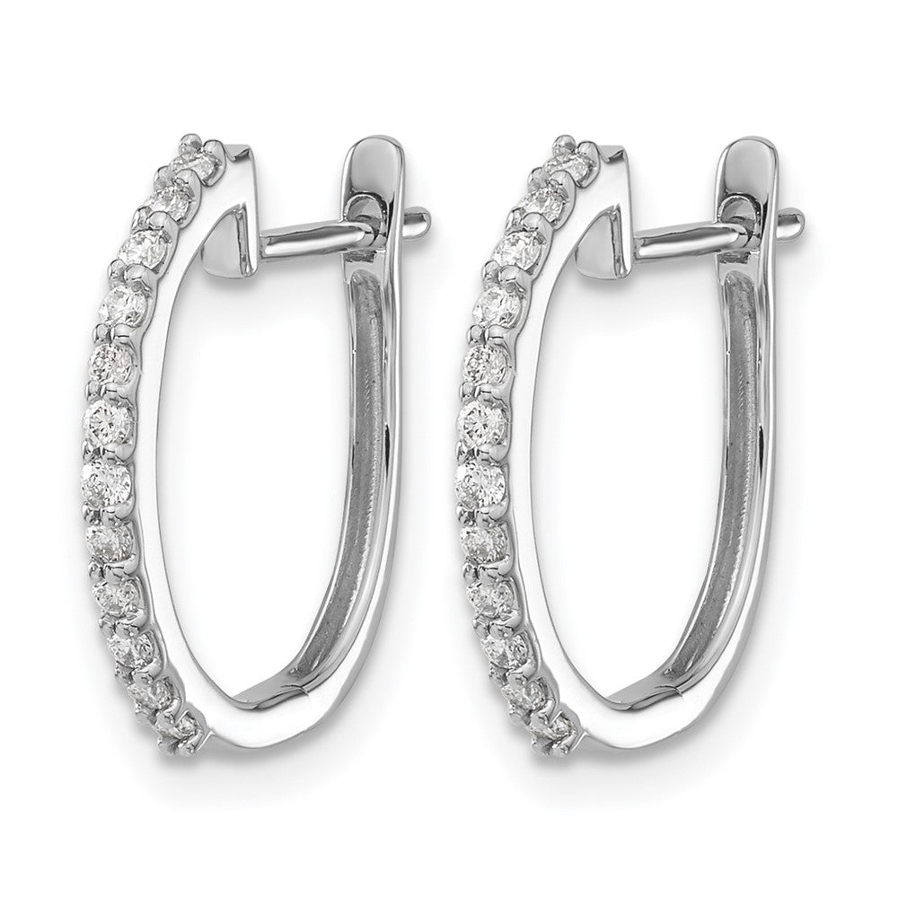 14k White Gold 1/5 carat Diamond 1.3mm Hinged Hoop Earrings