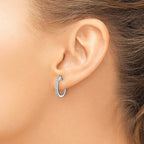 14k White Gold 1/5 carat Diamond 1.3mm Hinged Hoop Earrings