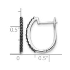 14k White Gold 1/5 carat Black Diamond 1.3mm Hinged Hoop Earrings