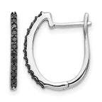 14k White Gold 1/5 carat Black Diamond 1.3mm Hinged Hoop Earrings