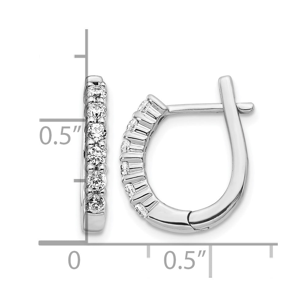 14k White Gold 1/2 carat Lab Grown Diamond VS/SI+ G+ Complete Hinged Hoop Earrings