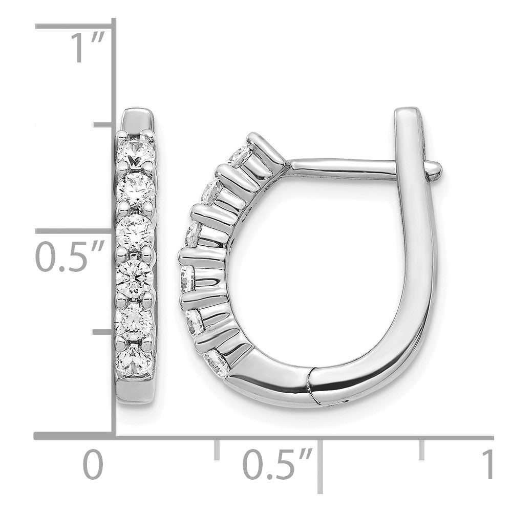 14k White Gold 3/4 carat Diamond Hinged Hoop Earrings