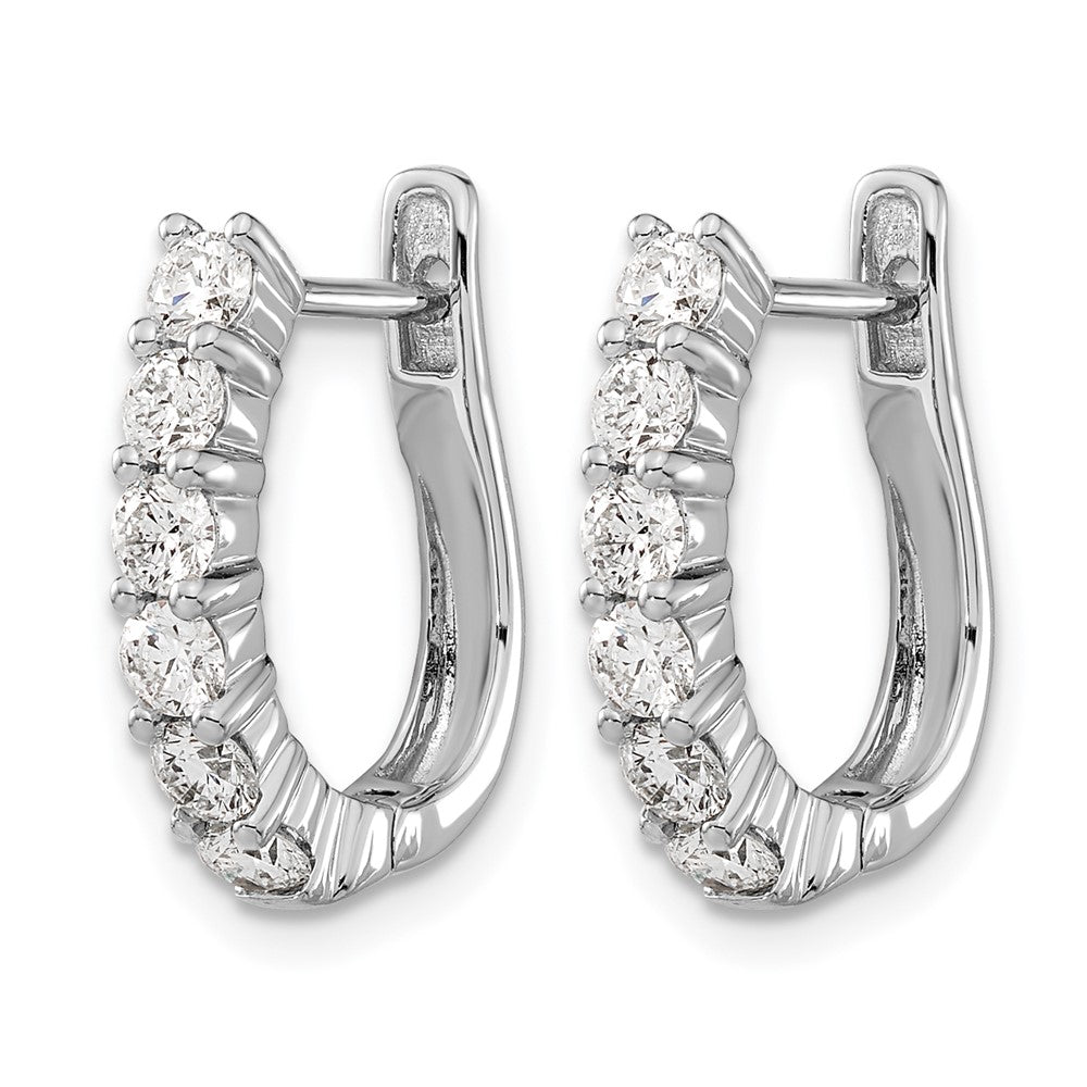 14k White Gold 1 carat Diamond Hinged Hoop Earrings