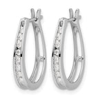 14k White Gold 1/5 carat Diamond Channel-set Graduated Oval Hinged Hoop Earrings