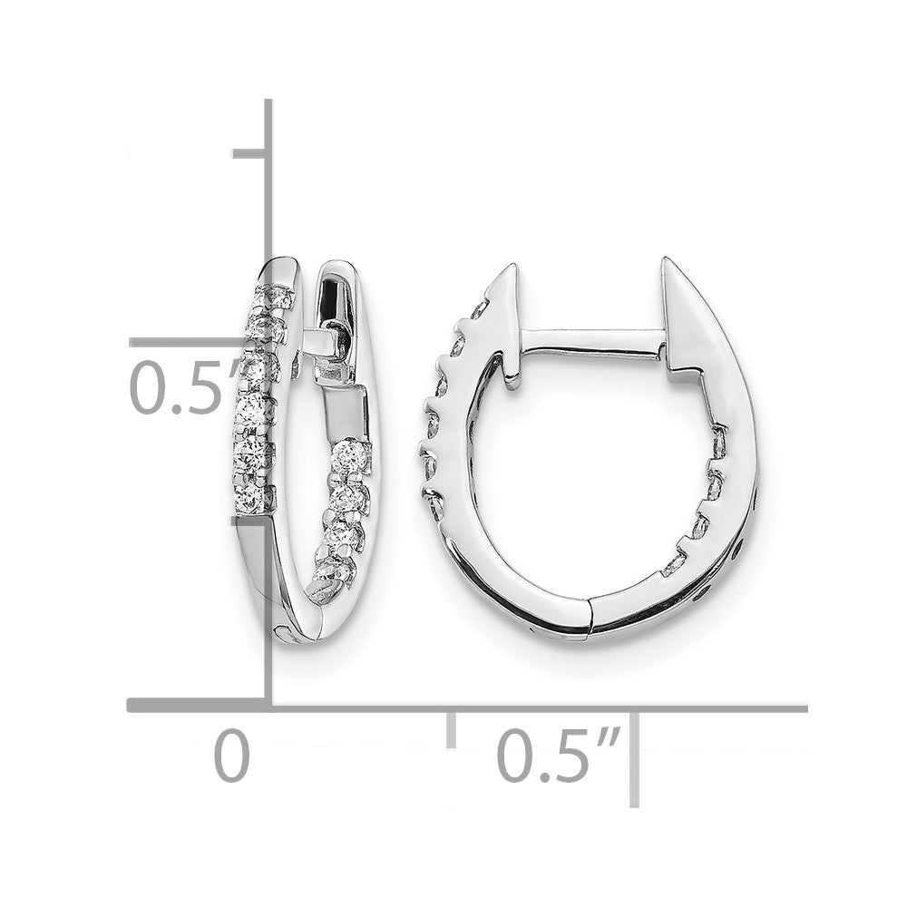 14k White Gold 1/4 carat Diamond In/Out Hinged Hoop Earrings