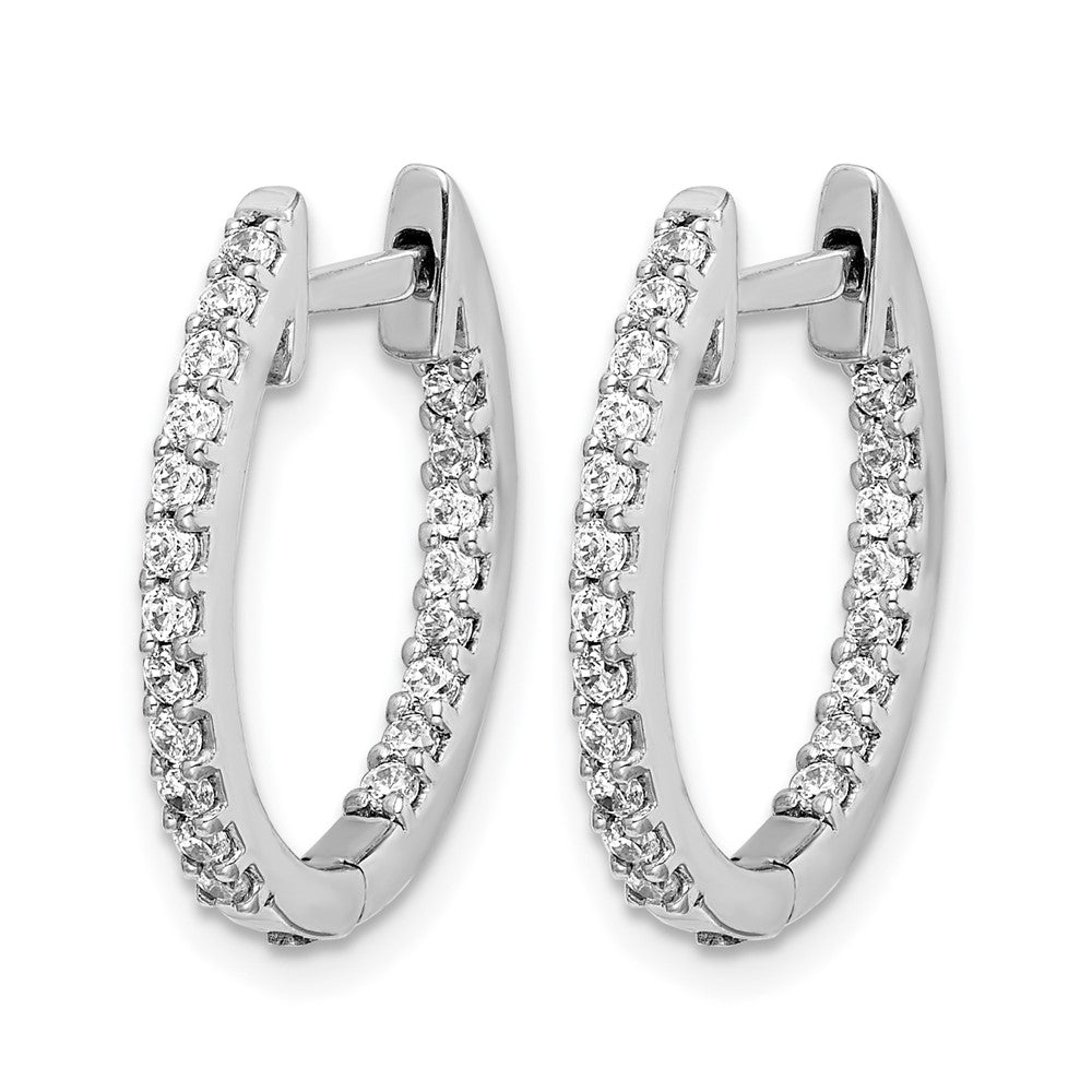 14k White Gold 1/2 carat Diamond In/Out Hinged Hoop Earrings