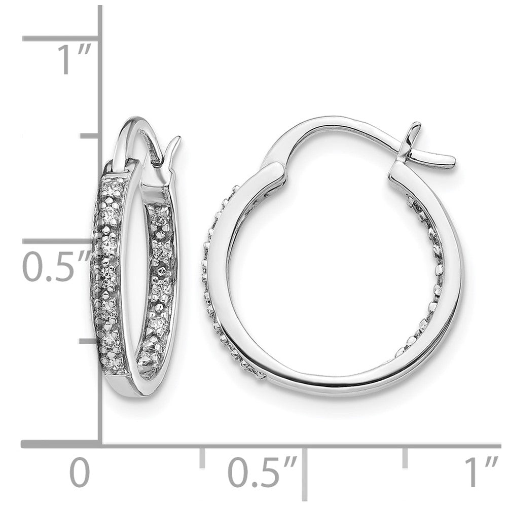 14k White Gold 1/4 carat Diamond In/Out Hoop Earrings