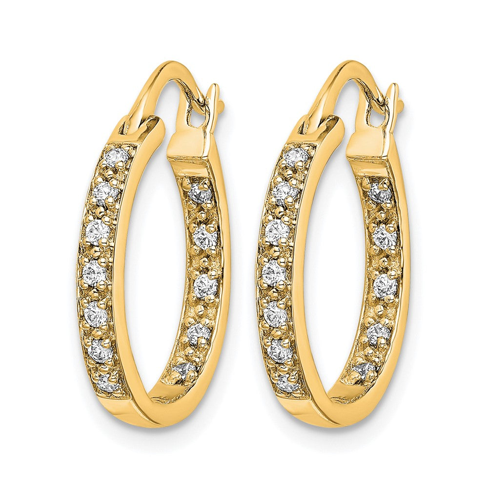 14k 1/4 carat Diamond In/Out Hoop Earrings