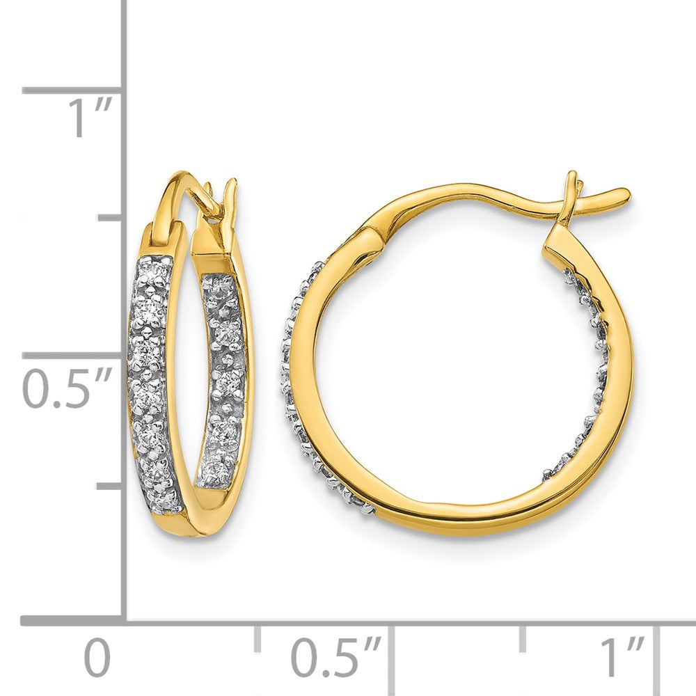 14k 1/4 carat Diamond In/Out Hoop Earrings