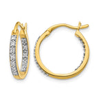 14k 1/4 carat Diamond In/Out Hoop Earrings