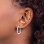 14k White Gold 1/3 carat Diamond In/Out Hoop Earrings