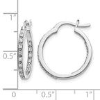14k White Gold 1/3 carat Diamond In/Out Hoop Earrings