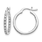 14k White Gold 1/3 carat Diamond In/Out Hoop Earrings