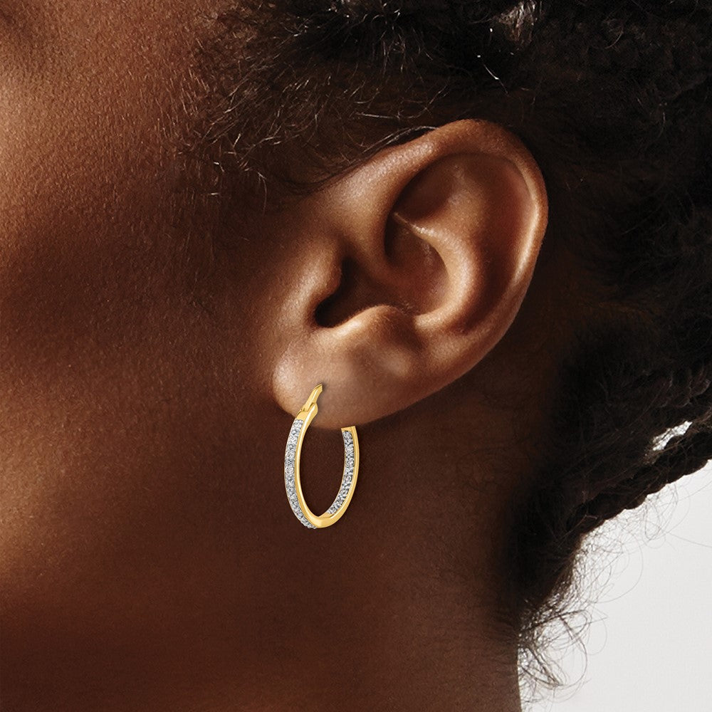 14k 1/3 carat Diamond In/Out Hoop Earrings
