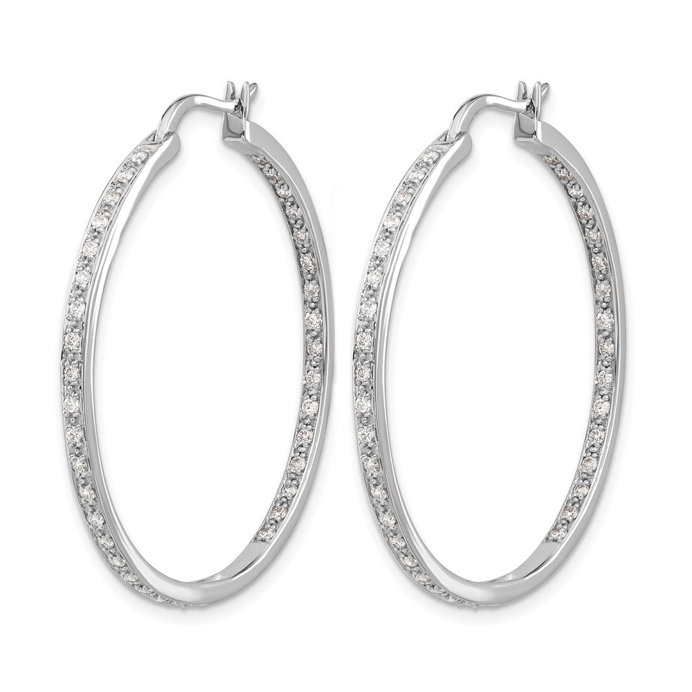 14k White Gold 5/8 carat Diamond In/Out Hoop Earrings