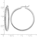 14k White Gold 5/8 carat Diamond In/Out Hoop Earrings