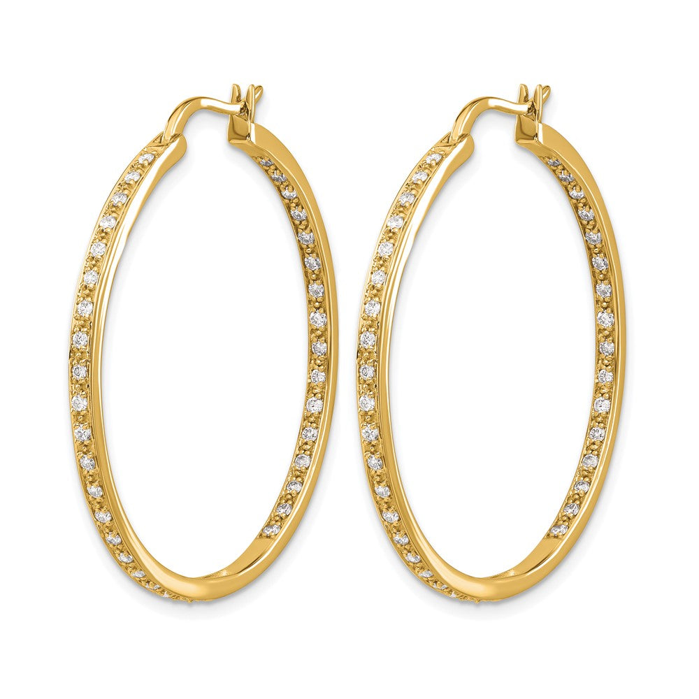 14k 5/8 carat Diamond In/Out Hoop Earrings