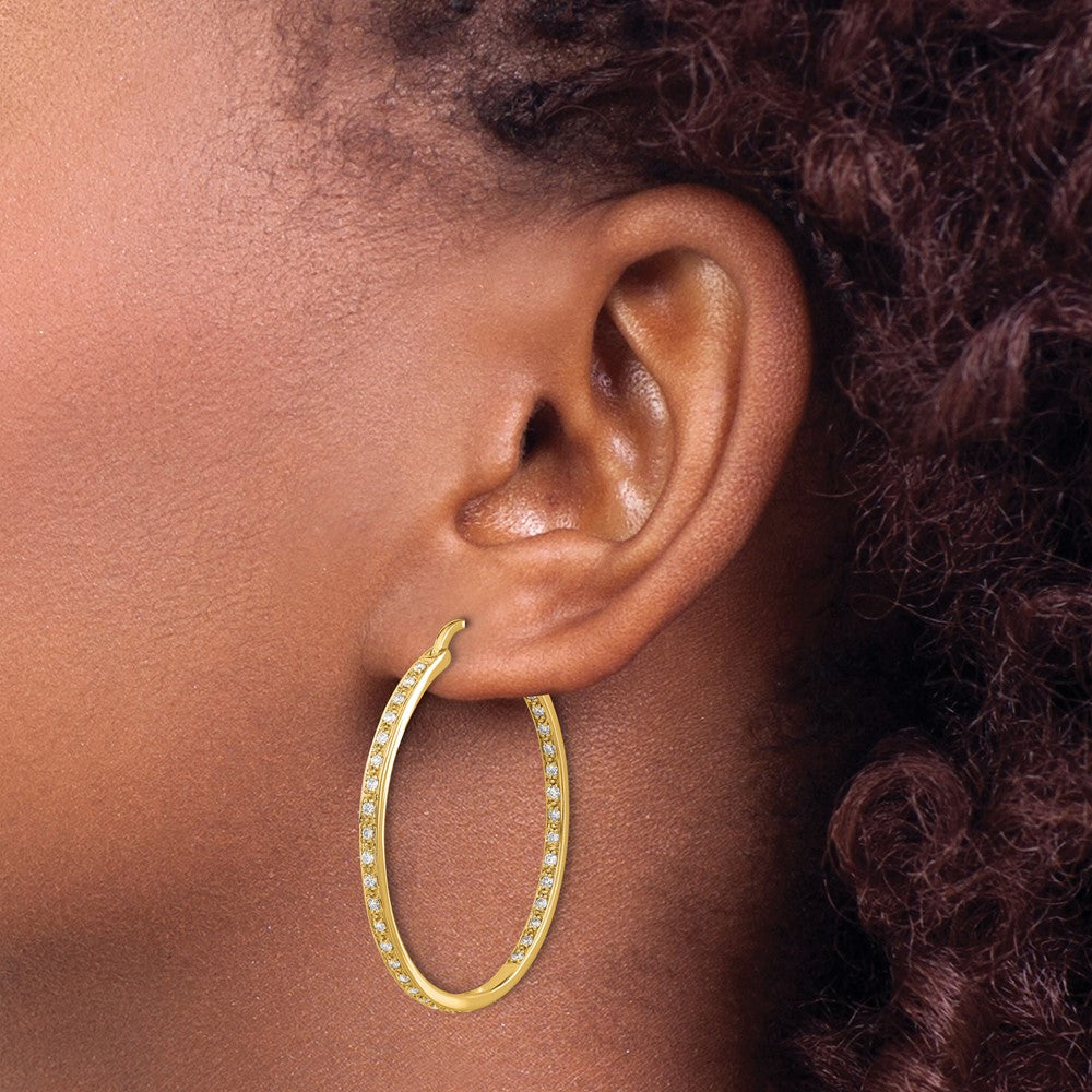 14k 5/8 carat Diamond In/Out Hoop Earrings