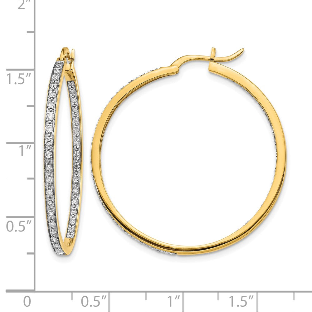 14k 5/8 carat Diamond In/Out Hoop Earrings