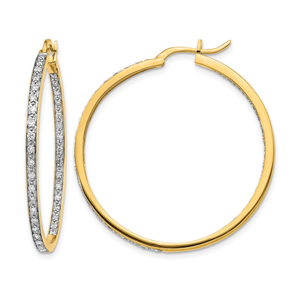 14k 5/8 carat Diamond In/Out Hoop Earrings
