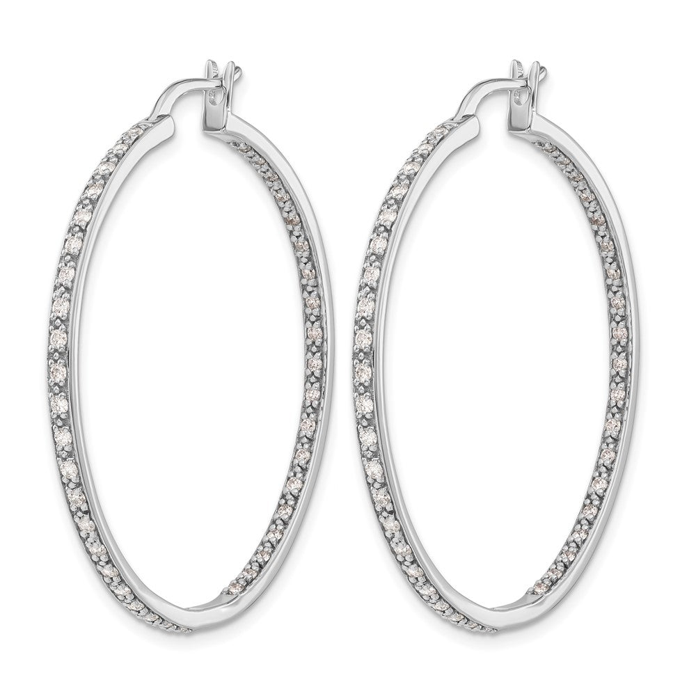 14k White Gold 7/8 carat Diamond In/Out Hoop Earrings