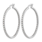 14k White Gold 7/8 carat Diamond In/Out Hoop Earrings