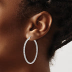 14k White Gold 7/8 carat Diamond In/Out Hoop Earrings