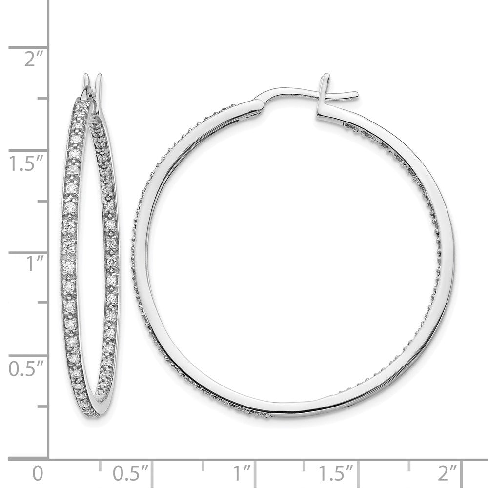14k White Gold 7/8 carat Lab Grown Diamond VS/SI+ G+ Complete In and Out Hoop Earrings