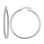 14k White Gold 7/8 carat Diamond In/Out Hoop Earrings