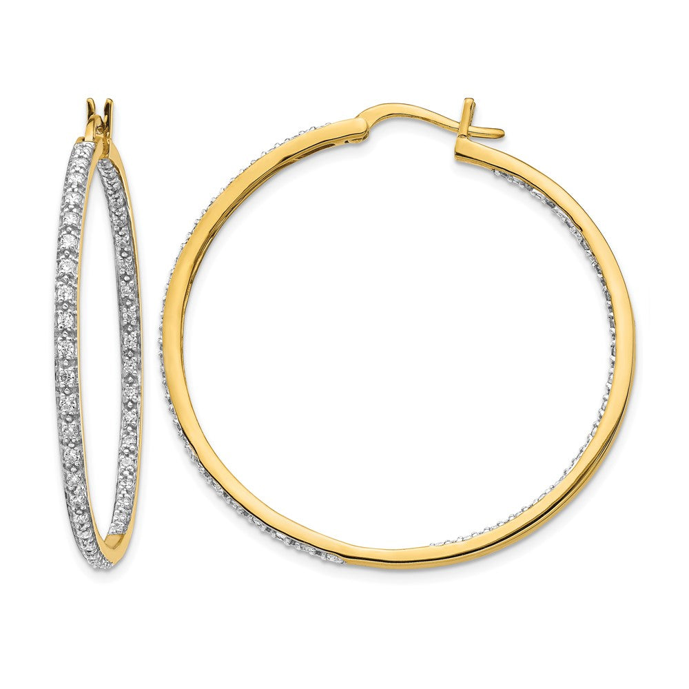 14k 7/8 carat Diamond In/Out Hoop Earrings