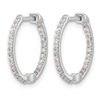 14k White Gold 1/2 carat Diamond In/Out Hinged Hoop Earrings