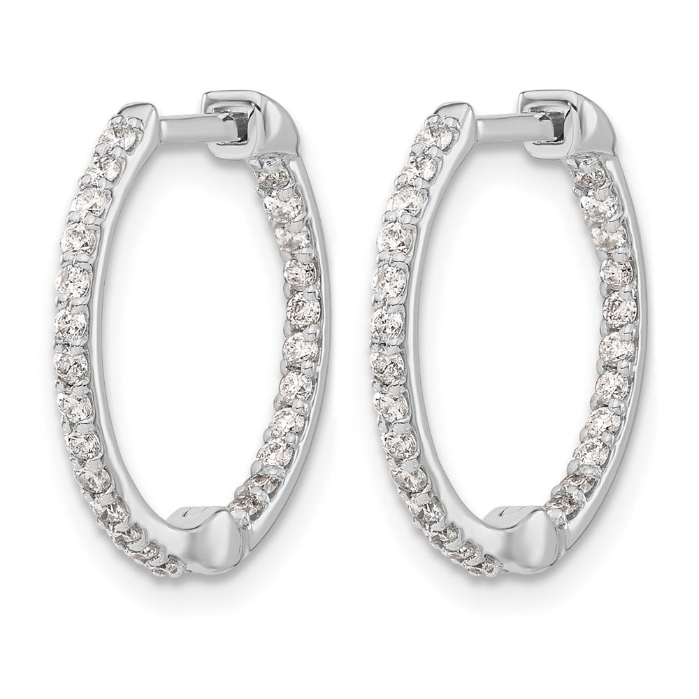 14k White Gold 1/2 carat Diamond In/Out Hinged Hoop Earrings