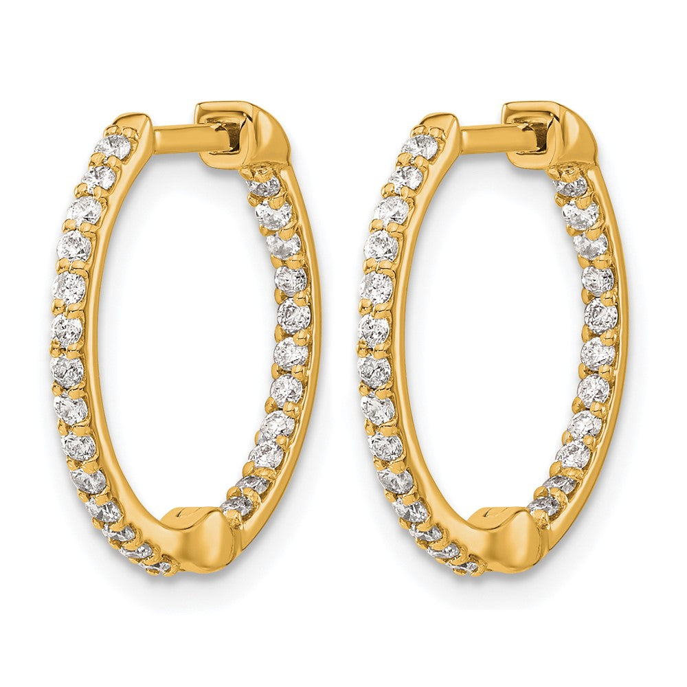 14k 1/2 carat Diamond In/Out Hinged Hoop Earrings