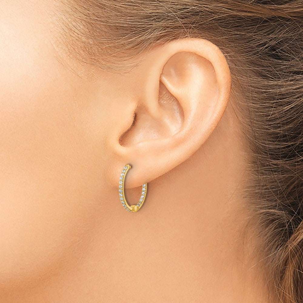 14k 1/2 carat Diamond In/Out Hinged Hoop Earrings