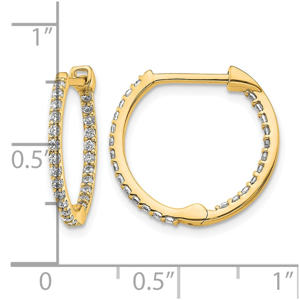 14k 1/2 carat Diamond In/Out Hinged Hoop Earrings