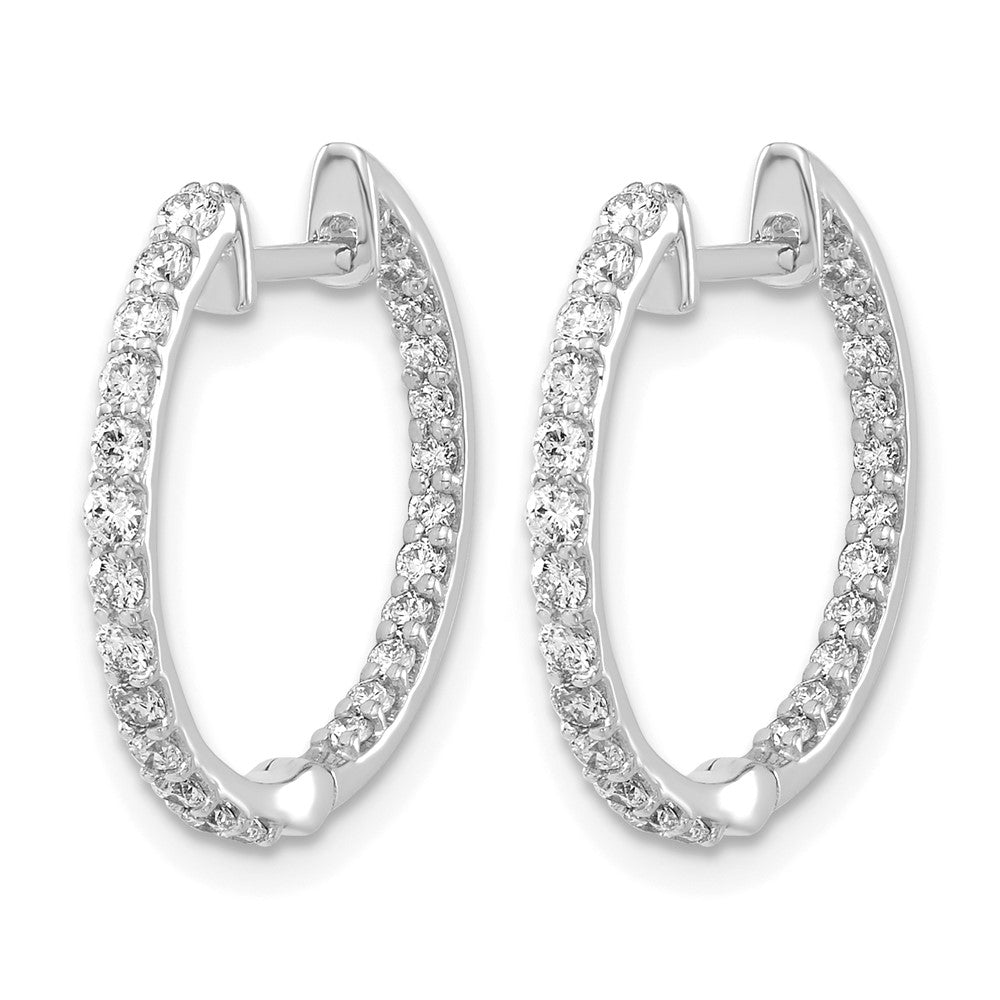 14k White Gold 5/8 carat Diamond In/Out Hinged Hoop Earrings