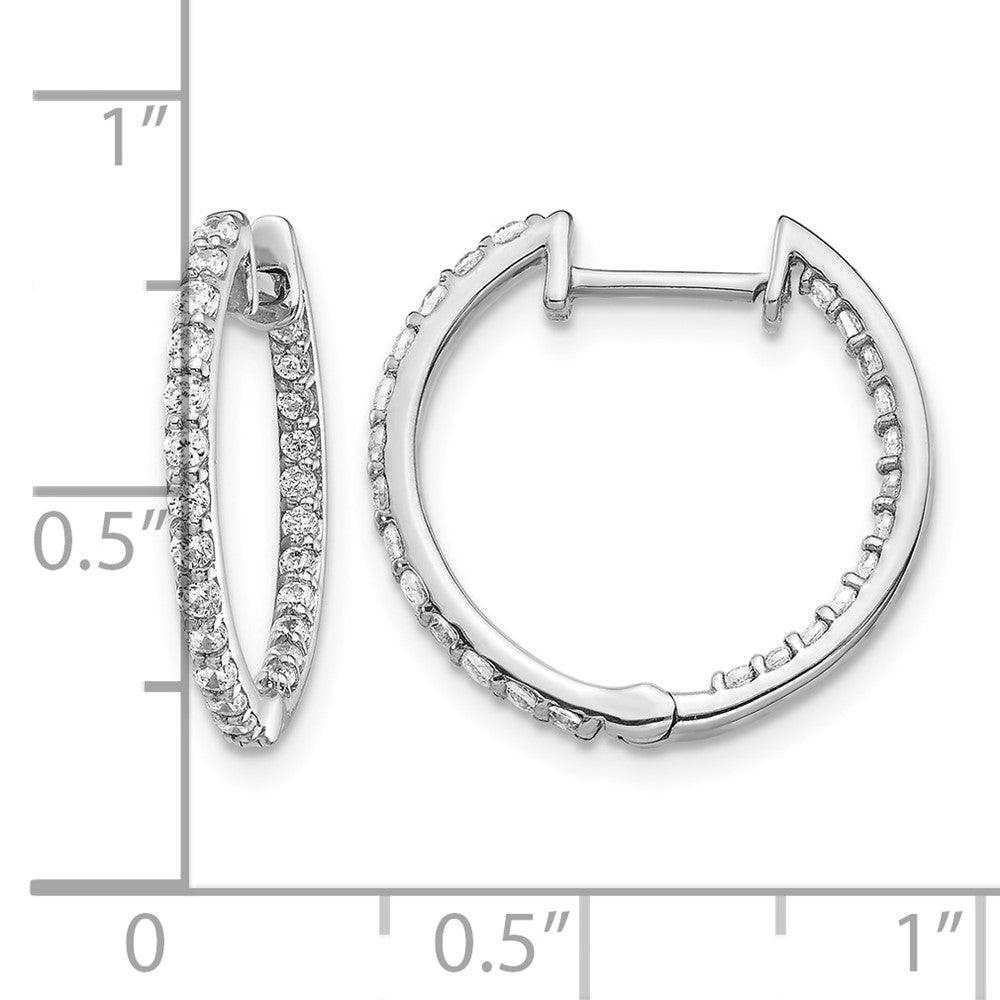 14k White Gold 5/8 carat Diamond In/Out Hinged Hoop Earrings