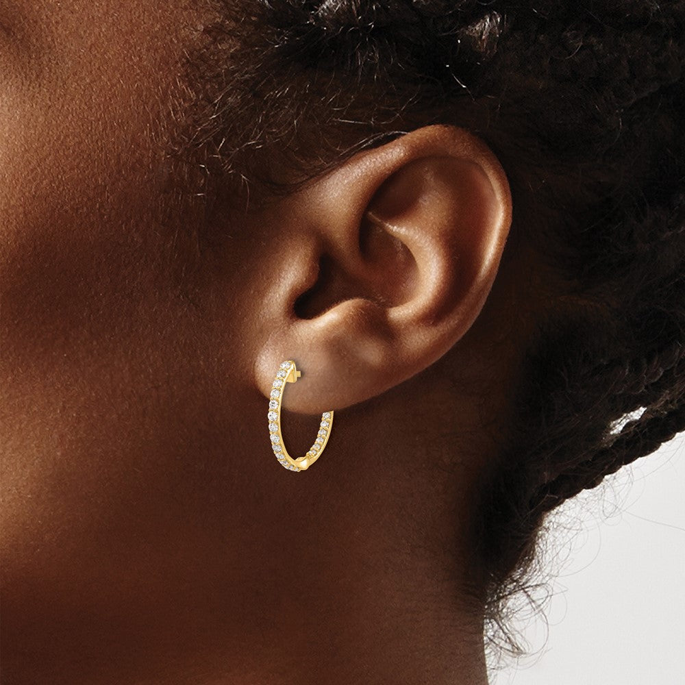 14k 5/8 carat Diamond In/Out Hinged Hoop Earrings