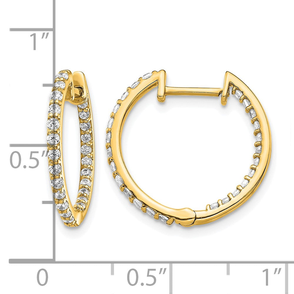 14k 5/8 carat Diamond In/Out Hinged Hoop Earrings
