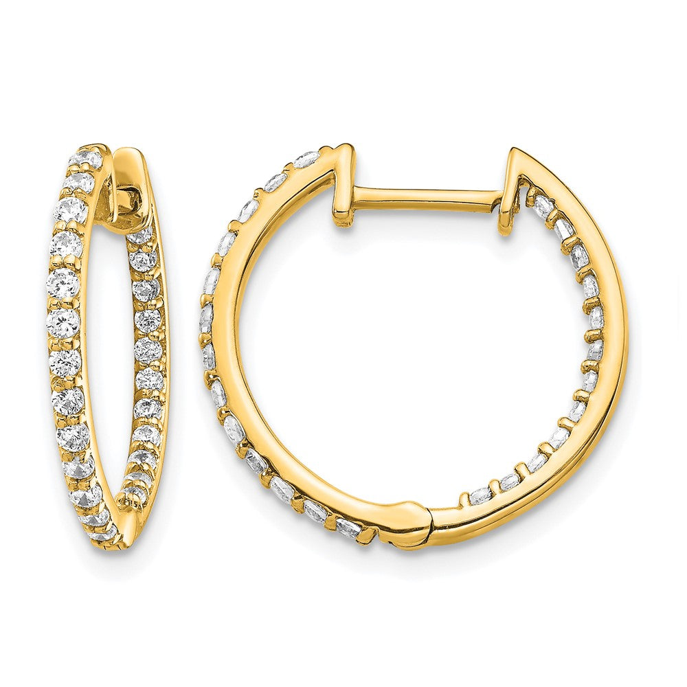 14k 5/8 carat Diamond In/Out Hinged Hoop Earrings