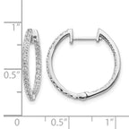 14k White Gold 3/4 carat Diamond In/Out Hinged Hoop Earrings