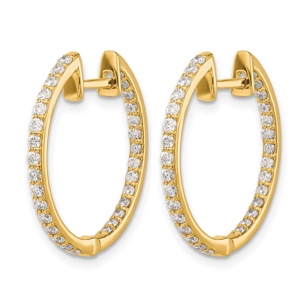 14k 3/4 carat Diamond In/Out Hinged Hoop Earrings