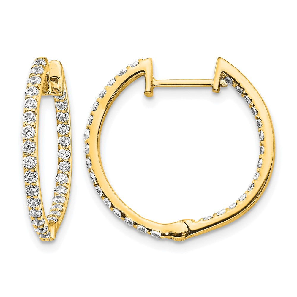 14k 3/4 carat Diamond In/Out Hinged Hoop Earrings