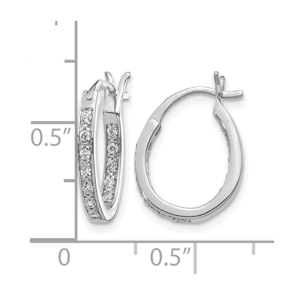 14k White Gold 1/4 carat Diamond In/Out Hoop Earrings