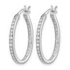 14k White Gold 1/2 carat Diamond In/Out Hoop Earrings