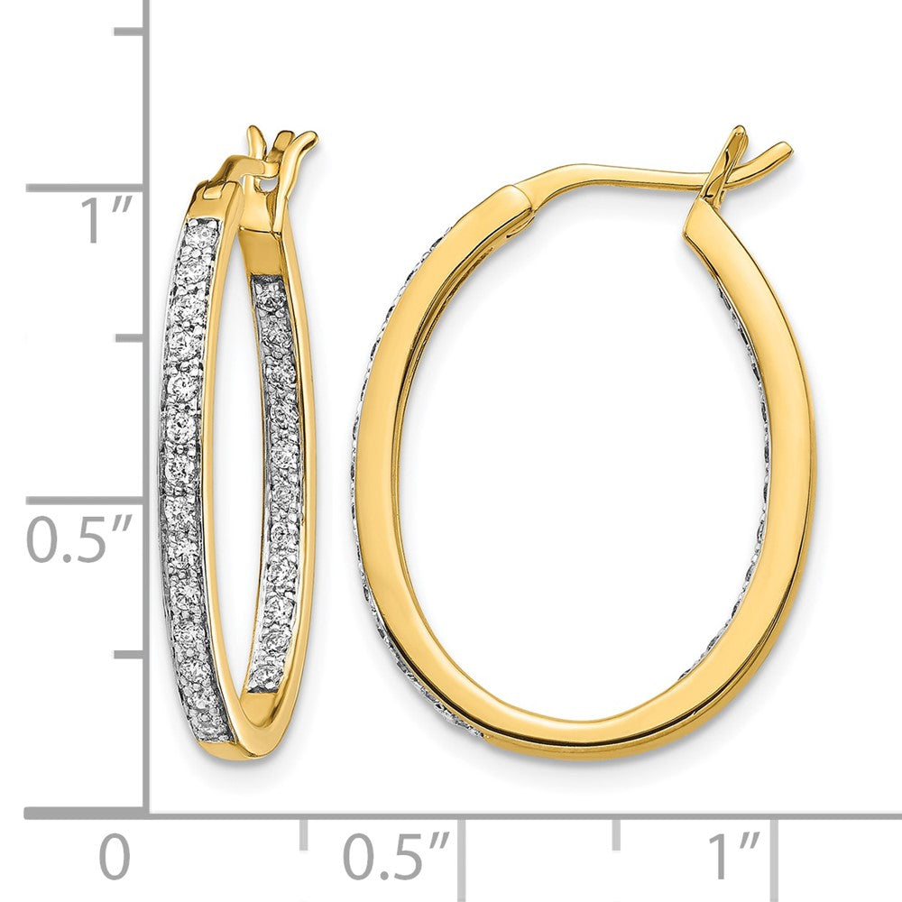 14k 1/2 carat Diamond In/Out Hoop Earrings