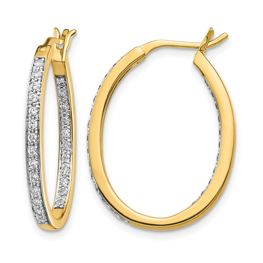 14k 1/2 carat Diamond In/Out Hoop Earrings