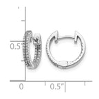 14k White Gold 2-row 1/6 carat Diamond In/Out Hinged Hoop Earrings