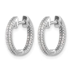 14k White Gold 2-row 1/5 carat Diamond In/Out Hinged Hoop Earrings